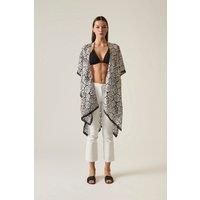 Abstract Black-White Rose Kaftan