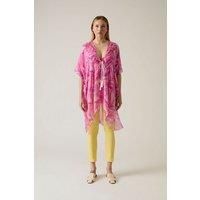Abstract Print Pink Kaftan