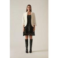 Tulle Sleeve White Blazer