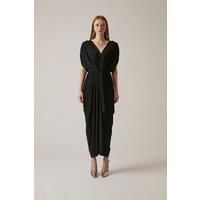 Draped Maxi Black Dress
