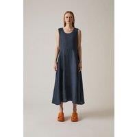 Linen Navy Midi Dress