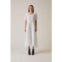 Linen White Pocket Midi Dress