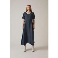 Linen Navy Pocket Midi Dress