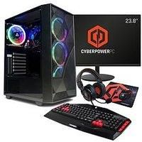 Cyberpower Eurus Gaming Pc Bundle - Amd Ryzen 5 5600G, 8Gb Ram, 500Gb M.2 Nvme Ssd - With 23.8In Monitor, Headset, Keyboard, Mouse & Pad