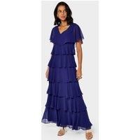 Phoebe Tiered Chiffon Blue Maxi Dress
