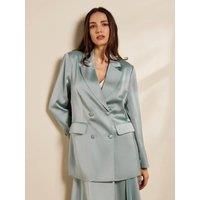 GWD by GEORGE W. DAVIES Women's Polly Satin Blazer in Baby Blue | Size: 10