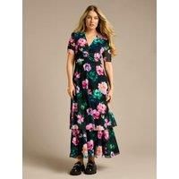 GWD by GEORGE W. DAVIES Women's Anna Floral Print Mesh Maxi Dress | Size: 10