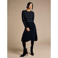 Mia Navy Knitted Midi Dress