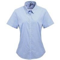 Premier Womens/Ladies Microcheck Short Sleeve Cotton Shirt  RW5522