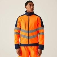 Regatta TRA625 5LV60 Professional Hi-Vis Waterproof and Breathable Softshell Jacket, Orange/Navy, M