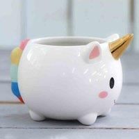 Thompson & Morgan Unicorn Pot with Gold Horn - 1 Pot, White