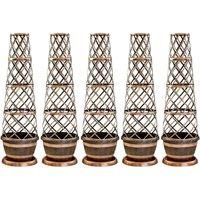 Thompson & Morgan Patio Pot and Growing Frame - Tower Pot Wooden Barrel Effect x 5, Gold