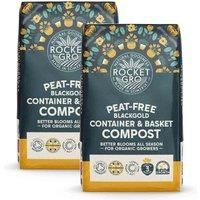 Thompson & Morgan RocketGro Peat-Free BlackGold Container & Basket Compost 40 Litre x 2 Units, Brown