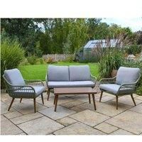Garden Gear 4 Seater Aluminium Lounge Set w/ Grey Cushion