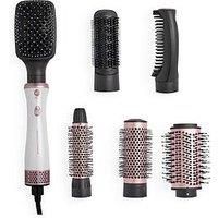 Revolution Haircare London, Mega Blow Out Hot Air Brush Set 6-in-1, for All Hair Types, Fast Drying, White & Rose Gold