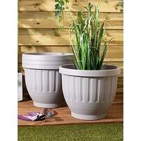 Wham Set 4 Etruscan 47cm Round Planter Soft Grey
