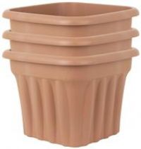 Wham 40cm Square Vista Plastic Planter- Set of 3, Terracotta