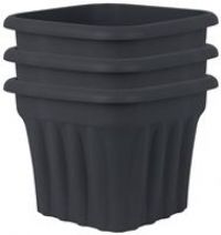 Wham 40cm Square Vista Plastic Planter - Set of 3, Slate