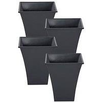 Black 23cm Metallica Square Flared Indoor Outdoor Plant Patio Pot 23cm x 26cm