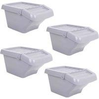 30L PLASTIC RECYCLING BIN WITH LID STORAGE BOX STACKABLE MULTI PURPOSE