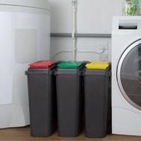 Wham 3 Piece 25L Plastic Recycle Bin Graphite/Assorted (Red/Green/Yellow Lids)