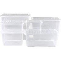Wham 7 Piece Multisize Crystal Stackable Plastic Storage Box & Lid Set Clear
