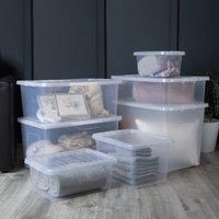 Wham 7 Piece Multisize Crystal Stackable Plastic Storage Box & Lid Set Clear