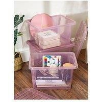 Wham 28L Crystal Box and Lid Set of 3, Pink