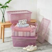 Wham 45L Crystal Box and Lid Set of 3, Pink