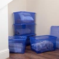 Wham Crystal 5x 60L Plastic Storage Boxes with Lids (60 Litres, Pack of 5, Spectrum Blue)