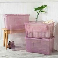 Wham 60L Crystal Box and Lid Set of 3, Pink