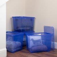 Wham Crystal 80L Plastic Storage Box Pack of 4 Tint Spectrum Blue Blue 80L