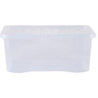 Wham Crystal 5x 45L Plastic Storage Boxes with Lids. Medium Size, Strong (Pack of 5, 45 Litre). Made in the UK (Clear)