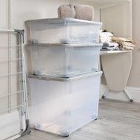 Wham Assorted Size Wheeled Boxes and Lids Set of 3, Clear