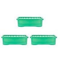 Wham Set Of 3 Green Crystal Plastic Storage Boxes &Ndash; 32 Litres Each