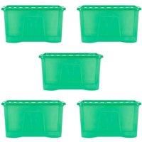 Wham Crystal 60L Storage Box and Lid Set Of 5 - Tint Leprechaun Green