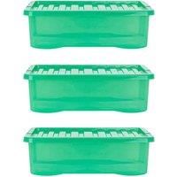 Wham Crystal 32L Storage Box and Lid Set Of 3 - Tint Leprechaun Green