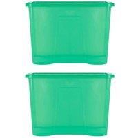 Wham Crystal 80L Storage Box and Lid Set Of 2 - Tint Leprechaun Green