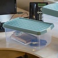 Wham 4x 6.02 10.5L Rectangular Clip Box & Lid Clear/Green Milieu/Stone, none