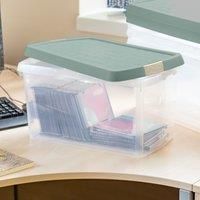 Wham 4x 6.03 14L Rectangular Clip Box & Lid Clear/Green Milieu/Stone, none