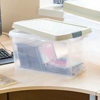 Wham 4x 6.03 14L Rectangular Clip Box & Lid Clear/Stone/Slate Grey, none
