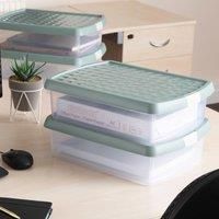 Wham 4x 8.01 8.5L Rectangular Clip Box & Lid Clear/Green Milieu/Stone, none