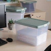 Wham 4x 8.02 21.5L Rectangular Clip Box & Lid Clear/Green Milieu/Stone, none
