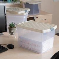 Wham 4x 8.02 21.5L Rectangular Clip Box & Lid Clear/Stone/Slate Grey, none