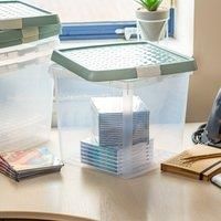 Wham 4x 9.02 14L Square Clip Box & Lid Clear/Green Milieu/Stone, none