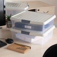 Wham 4x 10.01 13.2L Square Clip Box & Lid Clear/Stone/Slate Grey, none
