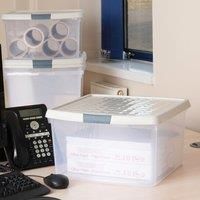 Wham 4x 10.02 25.5L Square Clip Box & Lid Clear/Stone/Slate Grey, none