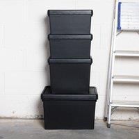 Wham Bam Multi-Size Heavy Duty Storage Box & Black Lid - 4 Piece