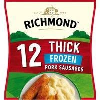 Richmond 12 Frozen Thick Pork Sausages 516g