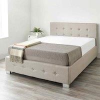 Aspire Upholstered Storage Ottoman Bed In Beige Linen Size Double